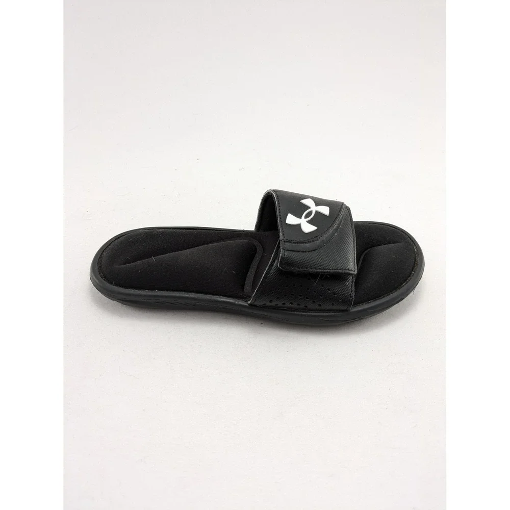 Youth Under Armour UA Ignite VI Slip On Black Slides Sandals 3022728-001 Size 5Y